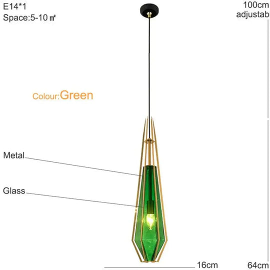 Contemporary Multicolored Glass Pendant Lamp For Various Settings Green 16