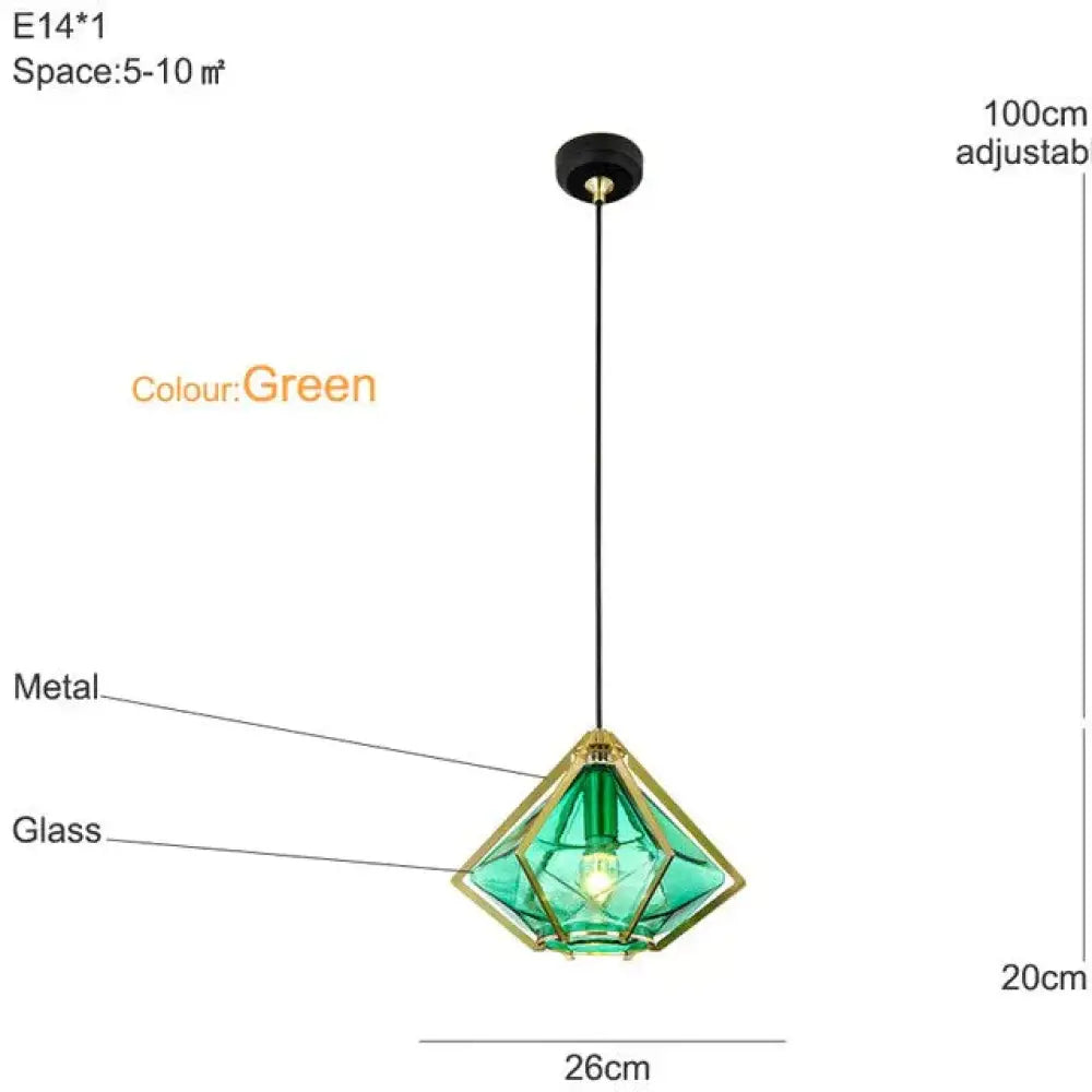 Contemporary Multicolored Glass Pendant Lamp For Various Settings Green 26