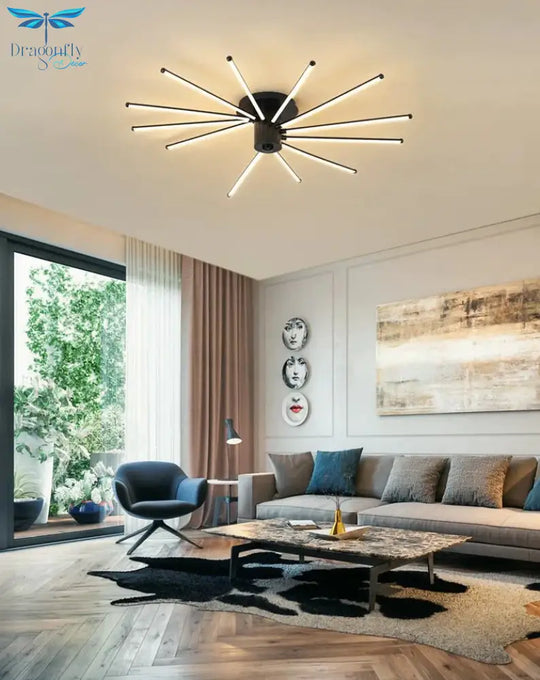 Contemporary Simple Creative Living Room Led Revolving Fireworks Ceiling