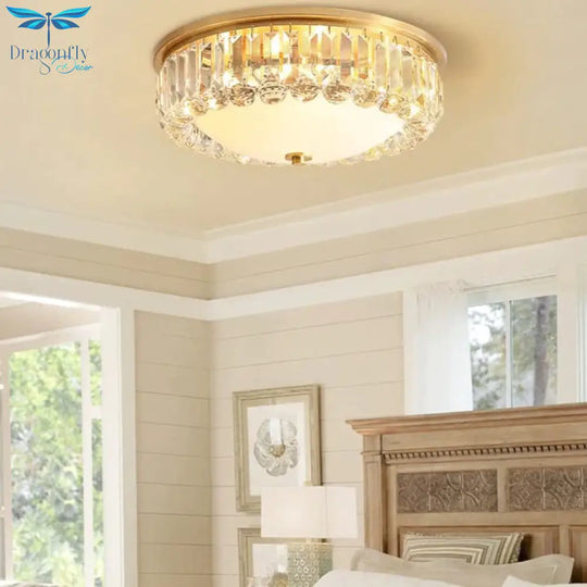 Copper Led Crystal Ceiling Lamp For Bedroom Living Room