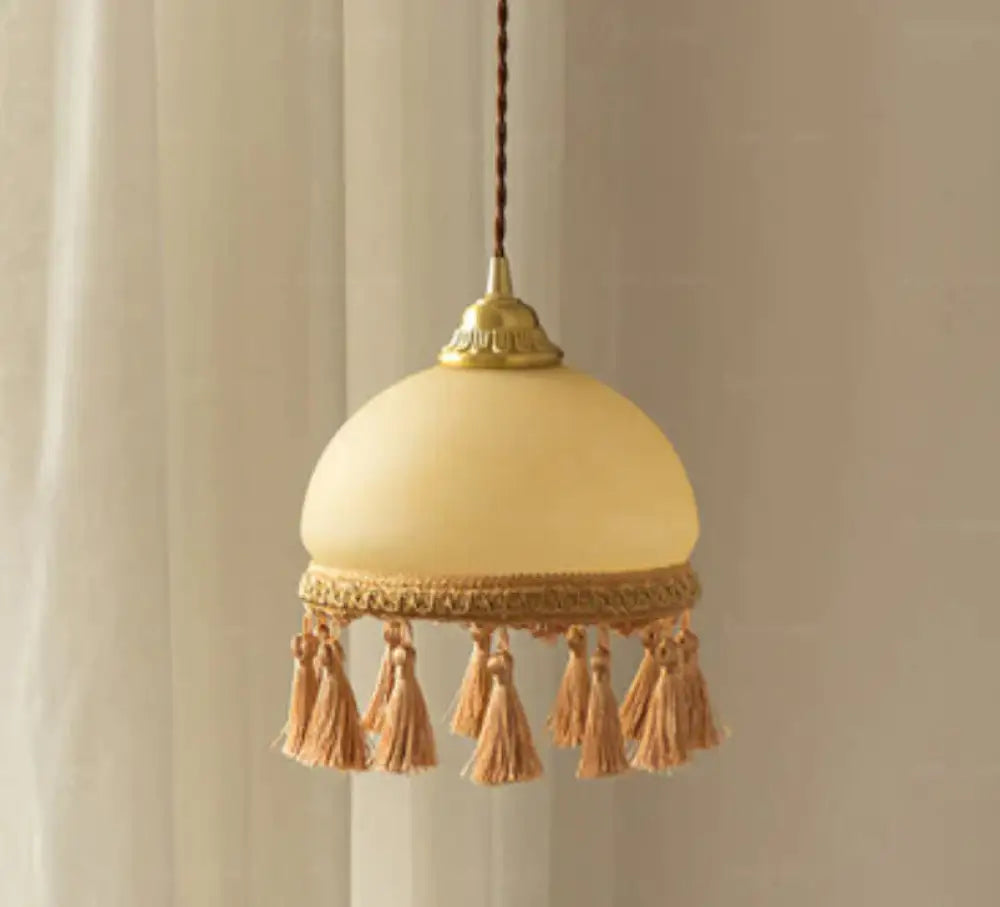Copper Tassel Chandelier Pastoral Room Bedroom Bedside Lamp Bar Aisle Coppery / C 3 Heads Pendant