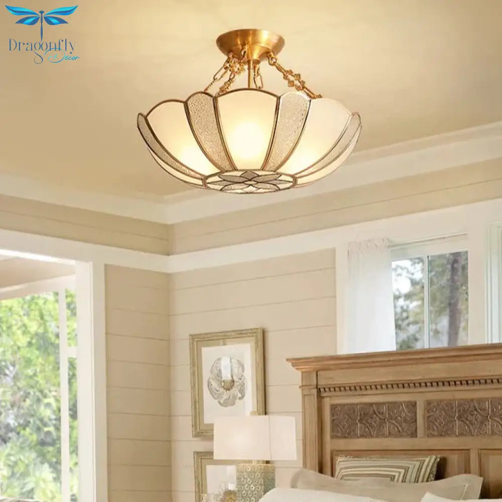 Country Style Room Living Copper Ceiling Lamp