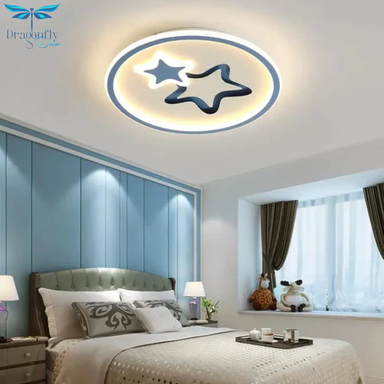 Creative Blue Star Children’s Room Ceiling Lamp