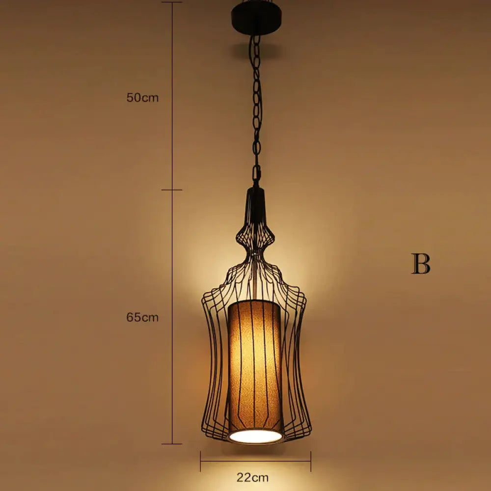Creative Cafe Retro Birdcage Lamp Chandelier B / White No Light Source Pendant