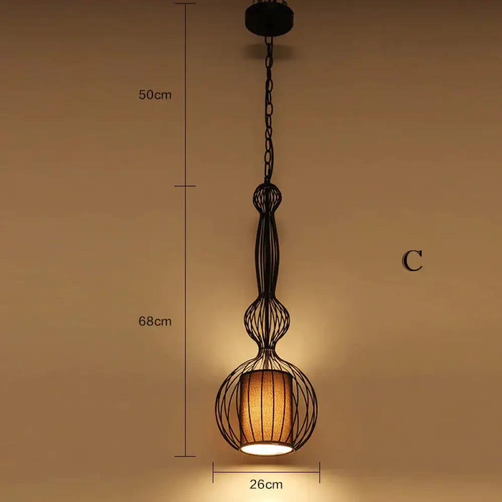 Creative Cafe Retro Birdcage Lamp Chandelier C / White No Light Source Pendant