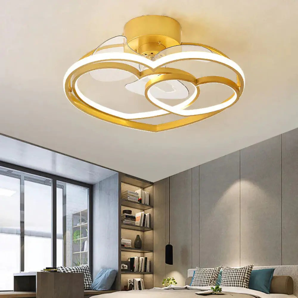 Creative Ceiling Fan Lamp Led Golden