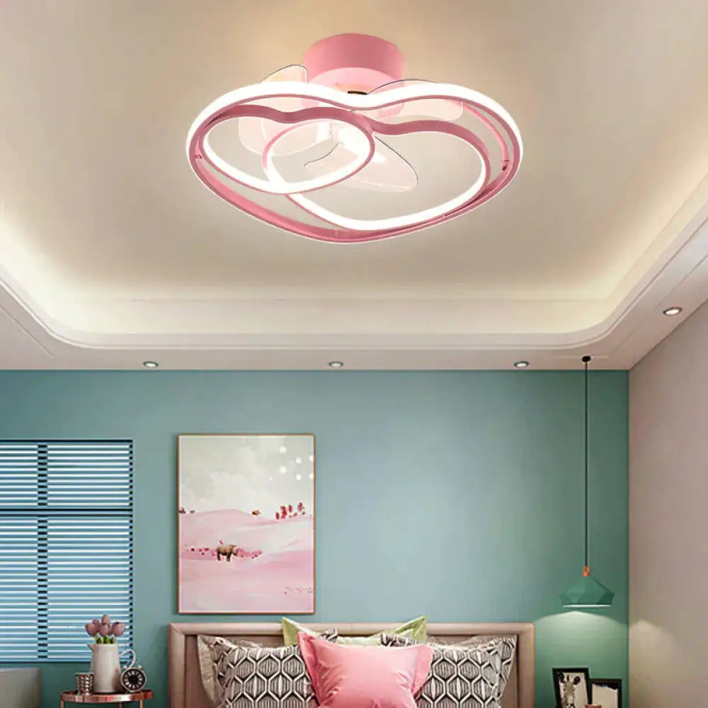 Creative Ceiling Fan Lamp Led Pink