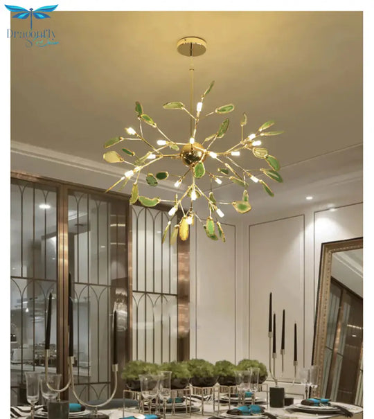Creative Colorful Agate Firefly Chandelier G4 Luminaria Led Lustre Lighting Lamparas For Dining