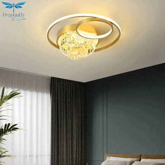 Creative Crystal Light In The Bedroom Copper Ceiling Lamp