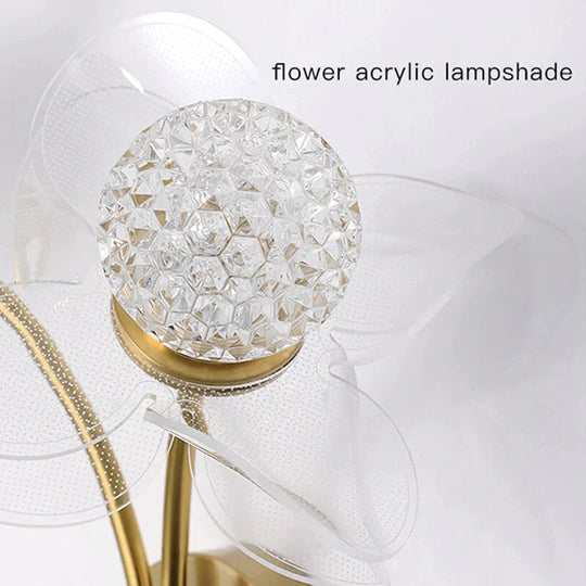 Creative Floral Decorative Gold Led Wall Lamp For Bedroom Bedside Living Room Lighting Fixture