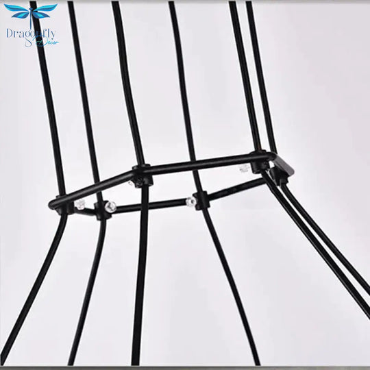 Creative Modern Art Pendant Lamp Light Black Metal Long Wire Simple Shape Kitchen Bar Hanging