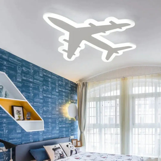 Creative Personality Airplane Room Lamps Boy Bedroom Cartoon Ceiling Lamp Tricolor Dimming / 50Cm