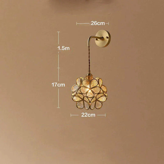 Creative Retro Pure Copper Petal Flower Bedside Bedroom Wall Lamp House Coffee Shop Japanese