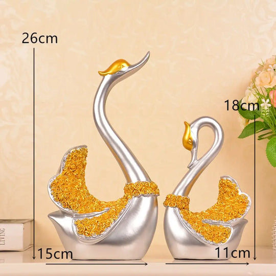 Creative Swan Figurines - Resin Crafts For Bedroom And Living Room Decor A - White Home Essentials