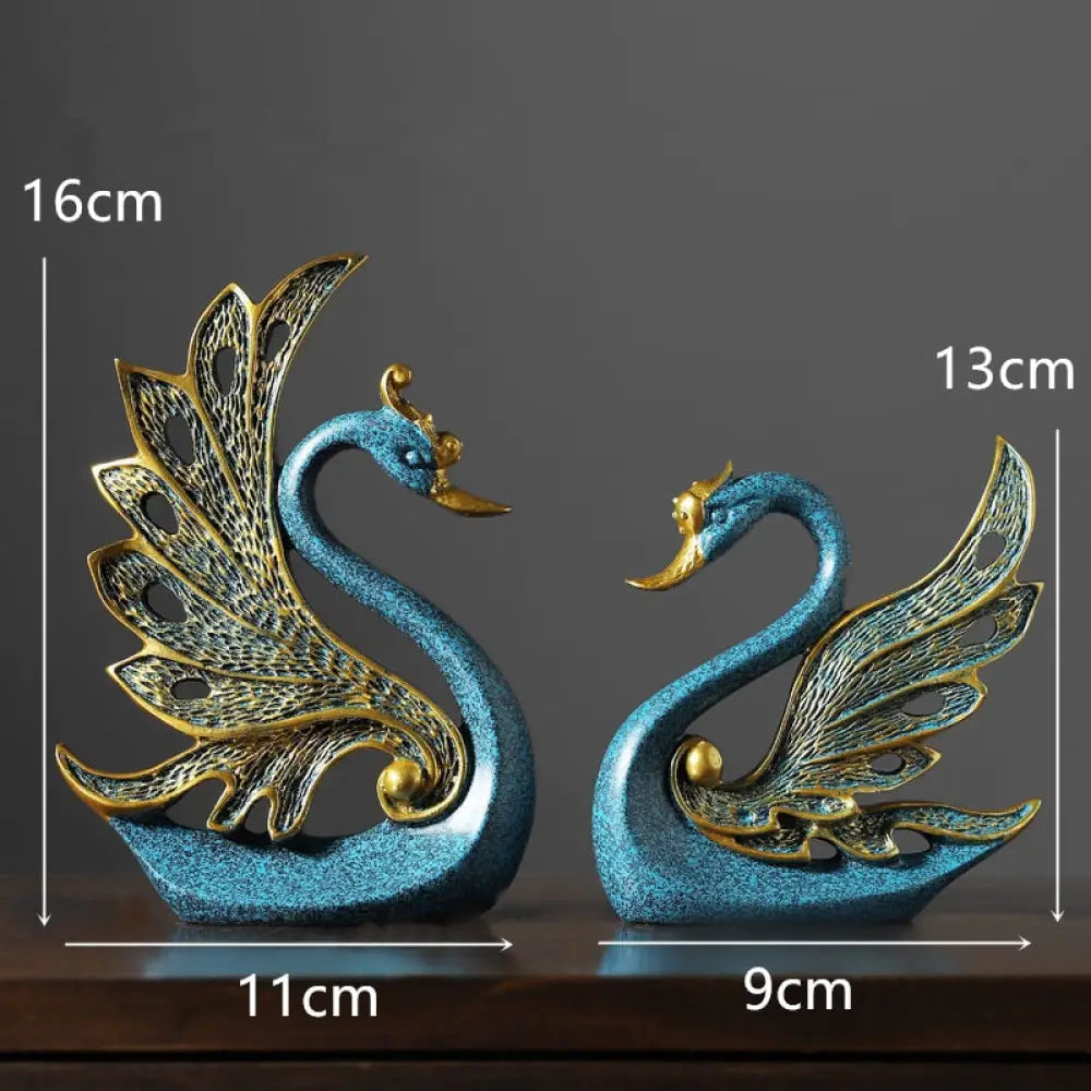 Creative Swan Figurines - Resin Crafts For Bedroom And Living Room Decor B - Blue S Home Essentials