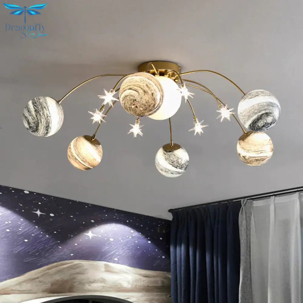 Creative Wandering Earth Sky Star Bedroom Lamp Space Planet Moon Living Room Warm Ceiling