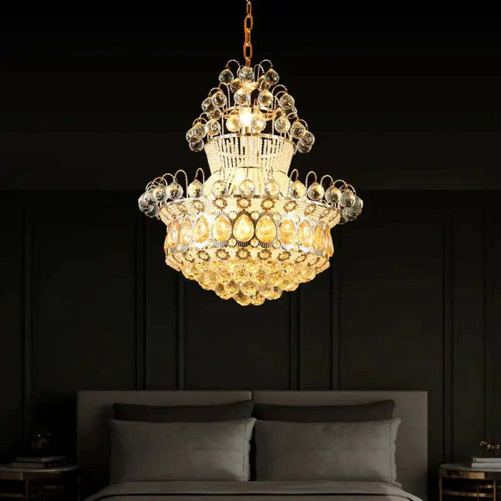 Creel Clear Crystal Stands And Balls Pendant Mid - Century 10 Bulbs Dinning Room Chandelier Lamp