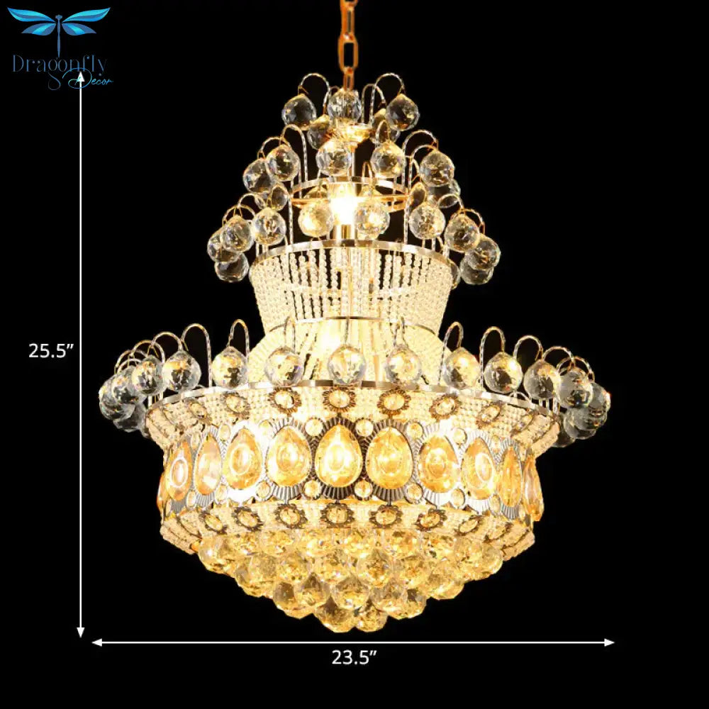 Creel Clear Crystal Stands And Balls Pendant Mid - Century 10 Bulbs Dinning Room Chandelier Lamp