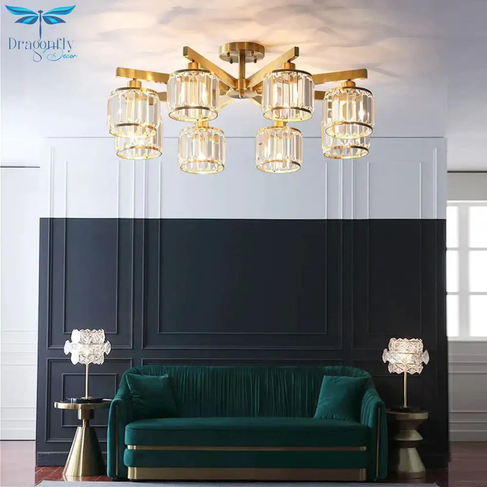 Crystal Ceiling Lights Bedroom Modern Design Copper Lamp Dining Room Led Kitchen Lustre Living