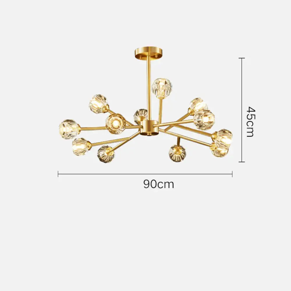 Crystal Chandelier All Copper Creative Led Lamp 12 Heads / Trichromatic Light Pendant