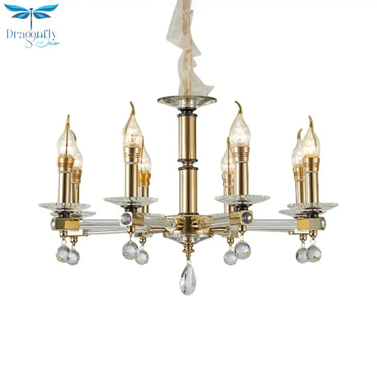 Crystal Draping Gold Chandelier Lighting Candlestick 8 Heads Traditional Drop Pendant
