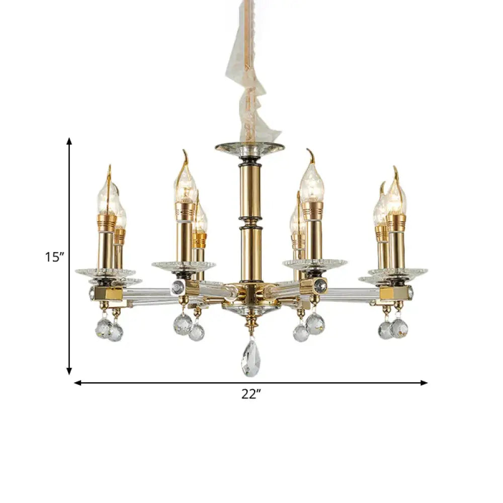 Crystal Draping Gold Chandelier Lighting Candlestick 8 Heads Traditional Drop Pendant