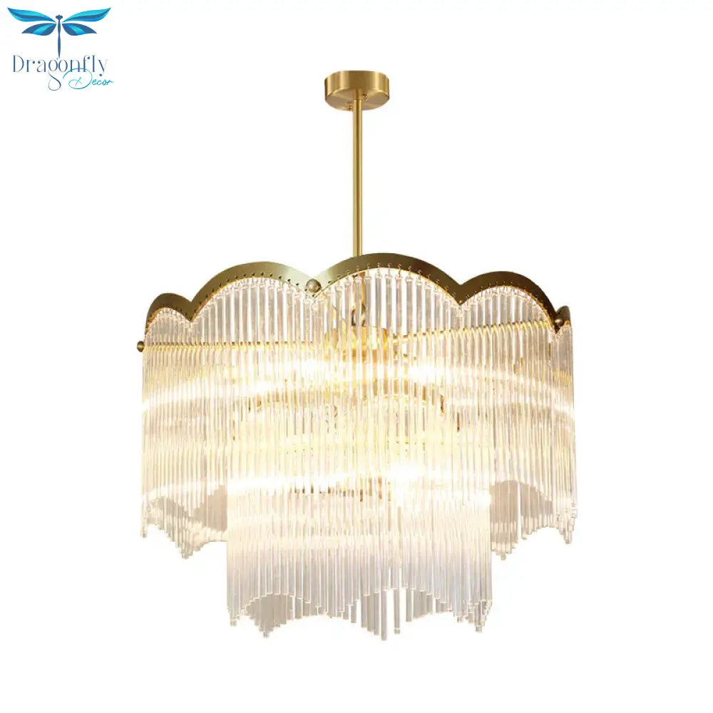 Crystal Gold Hanging Chandelier Round 6/9 Lights Traditional Ceiling Down Lighting Pendant For