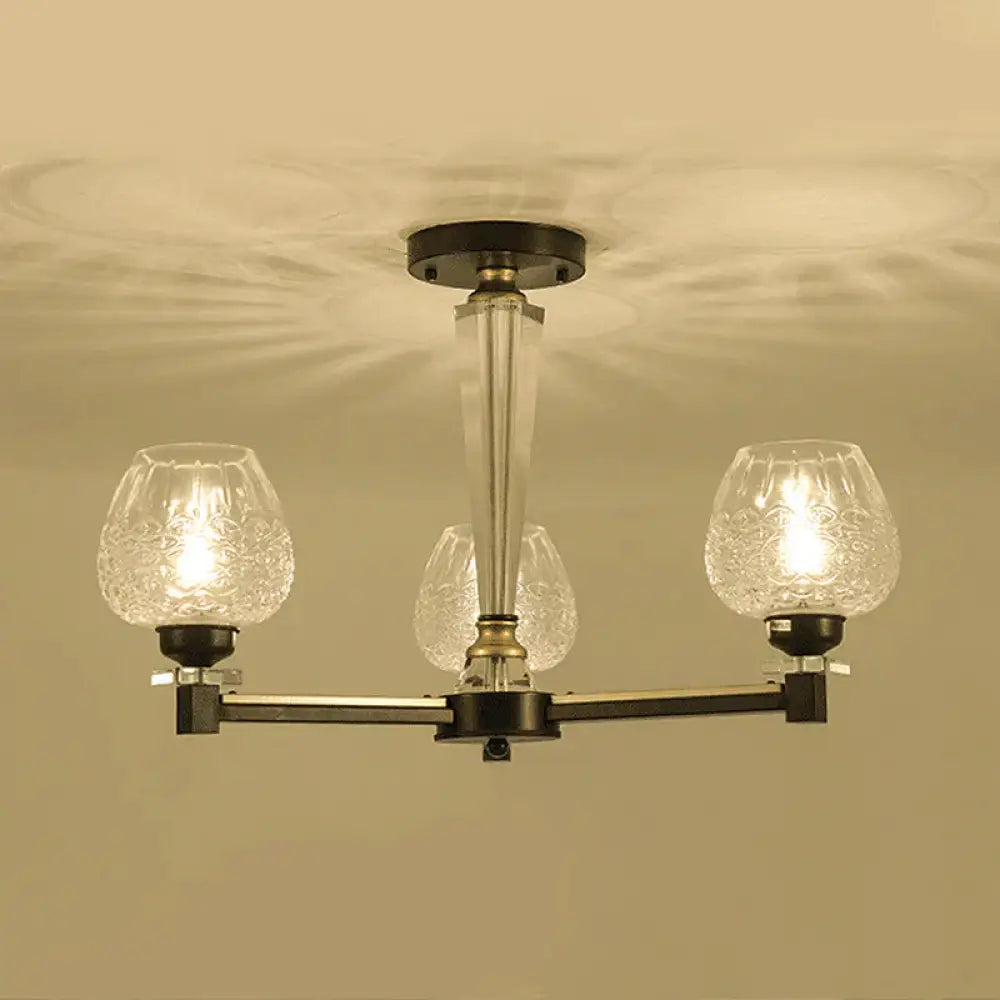 Cup Shape Living Room Pendant Lamp Traditional Crystal 3/6 Lights Black Chandelier Light Fixture 3 /