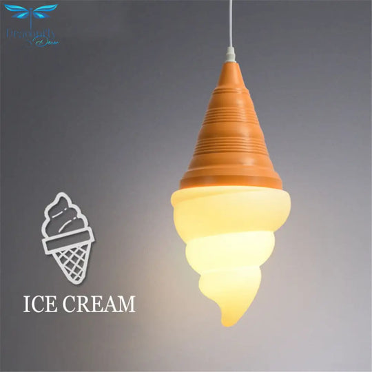 Dessert Shop Ice Cream Cones Pendant Lights Creative Children Led Hanging Lamp Kids Room Light