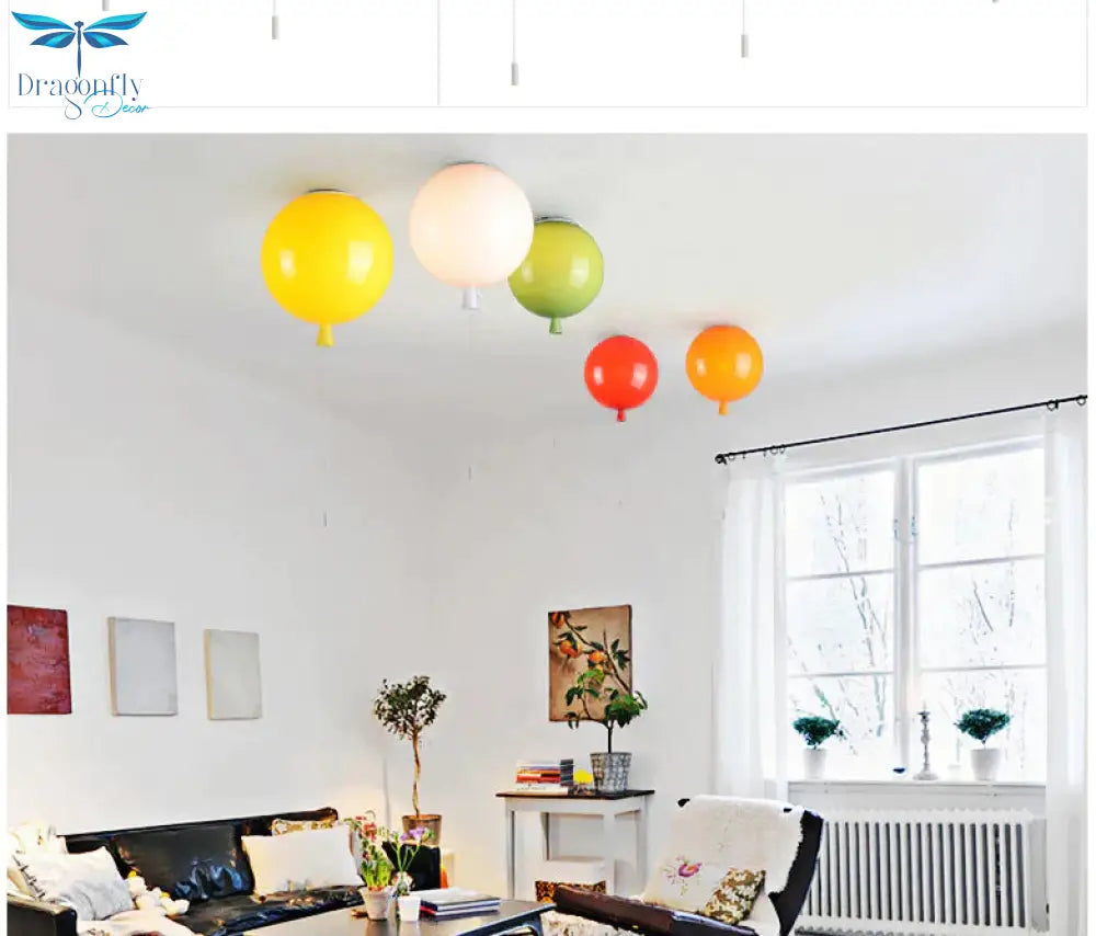 Dia 25Cm 6 Colors Balloon Acrylic Pendant Light Fixture Home Deco Bedroom Children Room E27 Energy