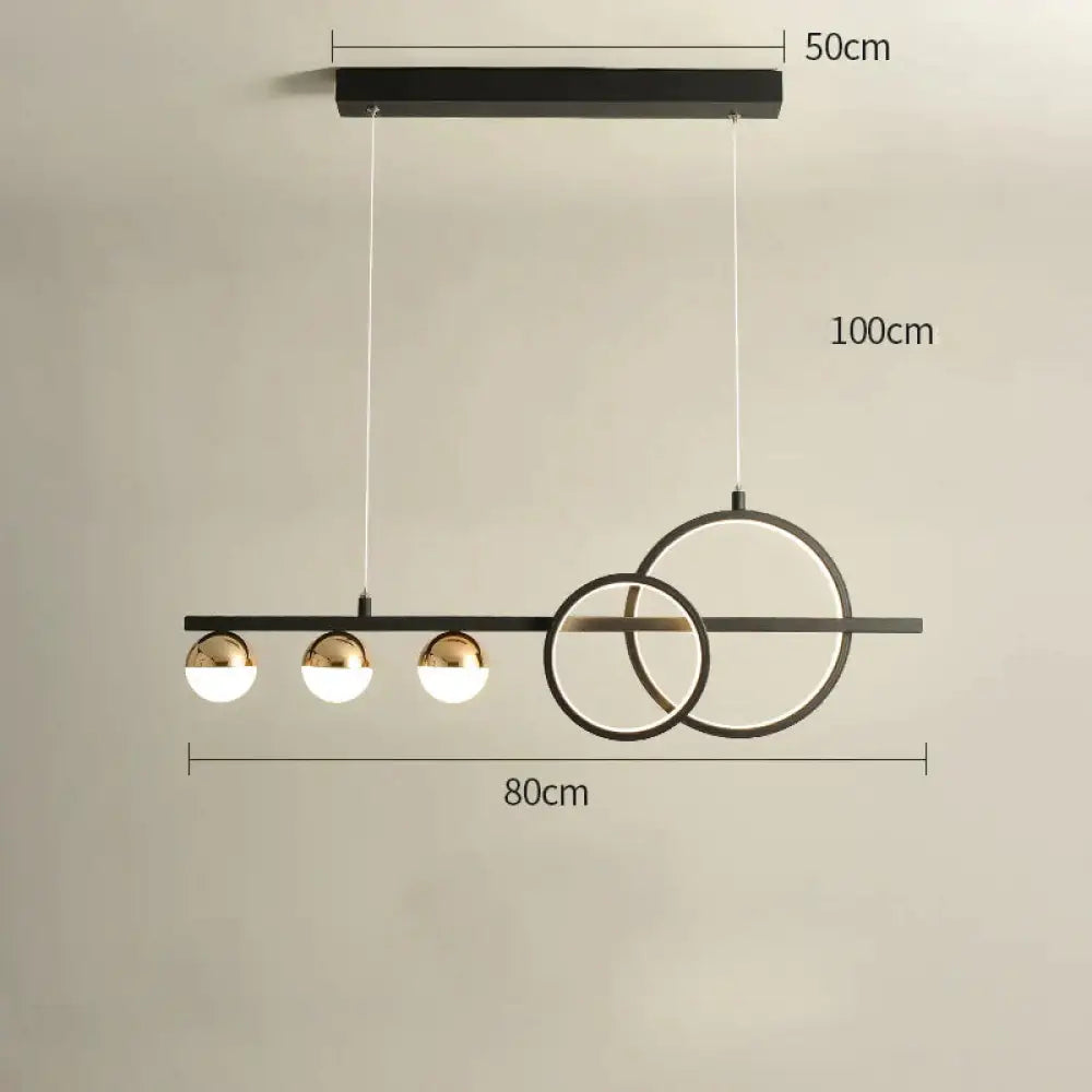 Dining Room Chandelier Minimalist Luxury Long Table Bar Lamps Black / L 80Cm Tri - Color Light