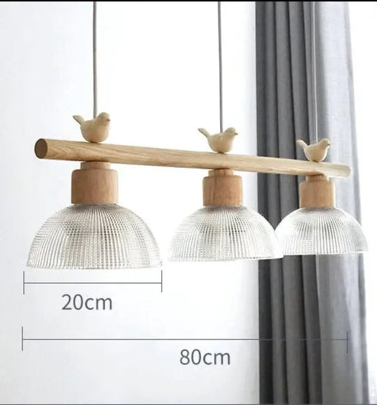 Dining Room Chandelier Three Solid Wood Table Bar Hanging Lamp Bedside B / 3 Heads Pendant