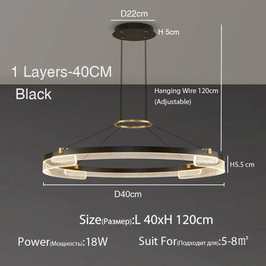 Dining Room Lamp Nordic Led Chandelier Modern Minimalist Study Bedroom Homestay Tea 1 Layers 40Cm /