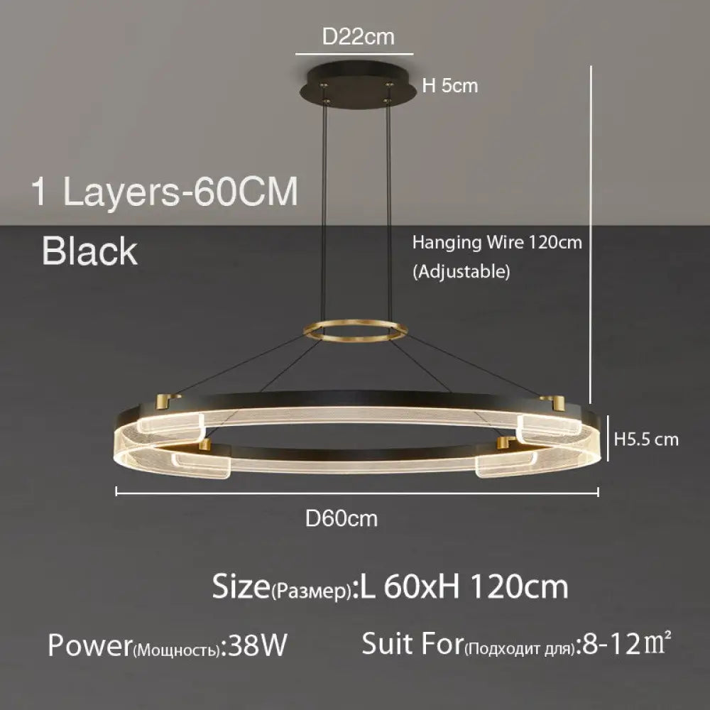 Dining Room Lamp Nordic Led Chandelier Modern Minimalist Study Bedroom Homestay Tea 1 Layers 60Cm /