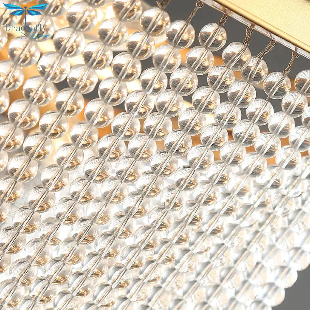 Dome Chandelier Lighting Fixture Postmodern Crystal Strand 5/6 Lights Gold Hanging Lamp