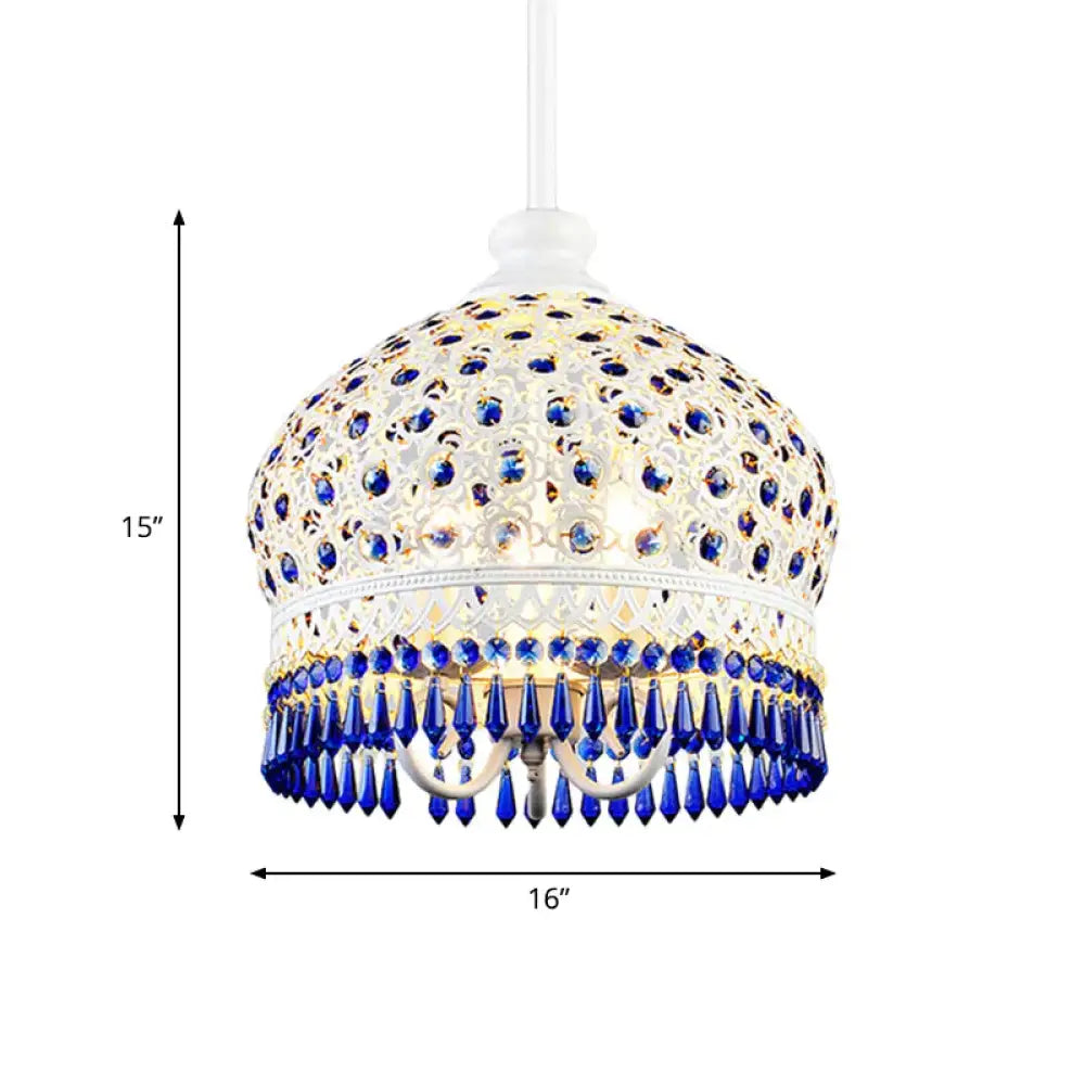 Dome Dining Room Chandelier Lamp Bohemian Metal 3 Lights White Pendant Lighting Fixture