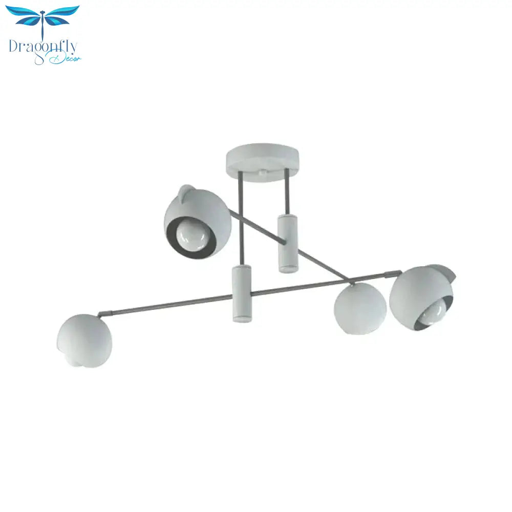 Dome Pendant Lighting Modern Metallic 4/6 Bulbs Living Room Multi Light In White With Disorder