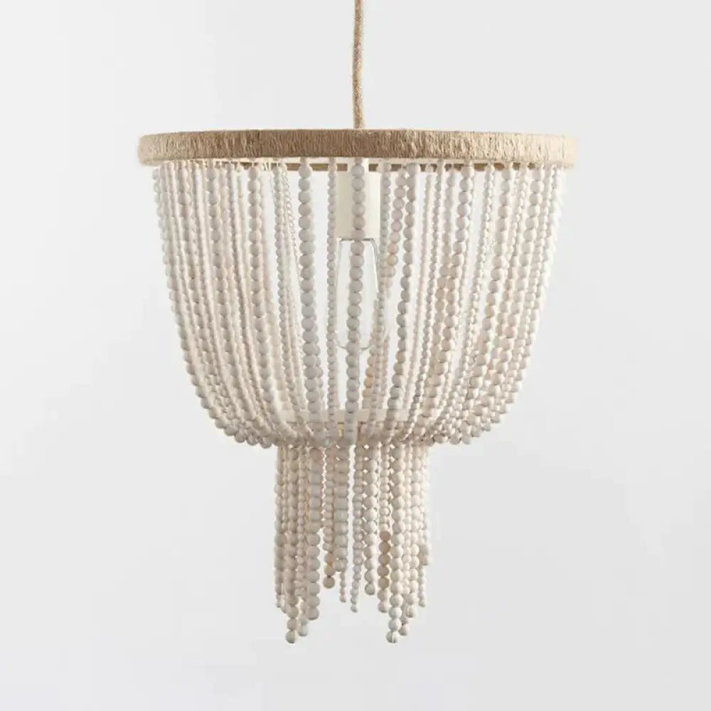 Dome Wood Bedroom Hanging Chandelier Contemporary 1 Head White Ceiling Pendant Light