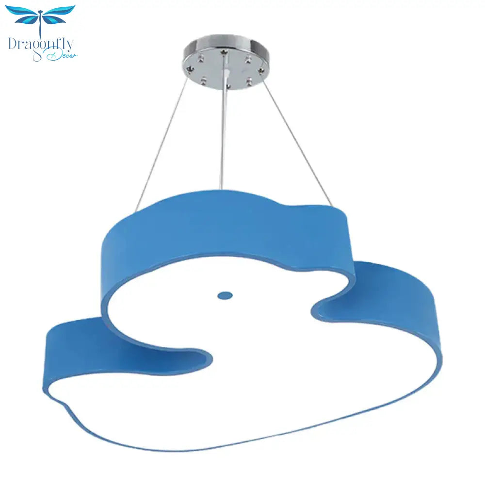 Duck Chandelier Pendant Light Cartoon Acrylic Led Bedroom Hanging Lamp Kit In Green/Red/Yellow