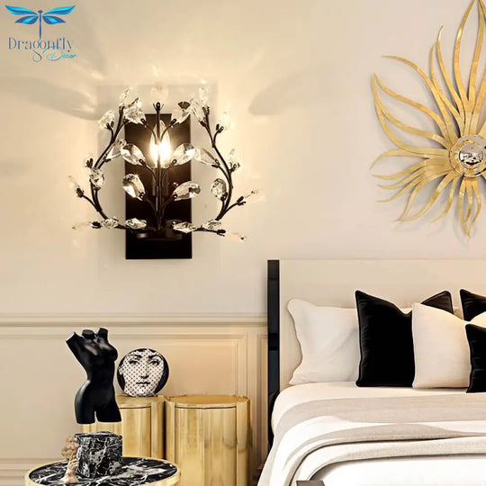 E14 Wall Sconce Crystal Light Simple And Creative Bedroom Bedside Lamp Lights Gold/Sliver For Home