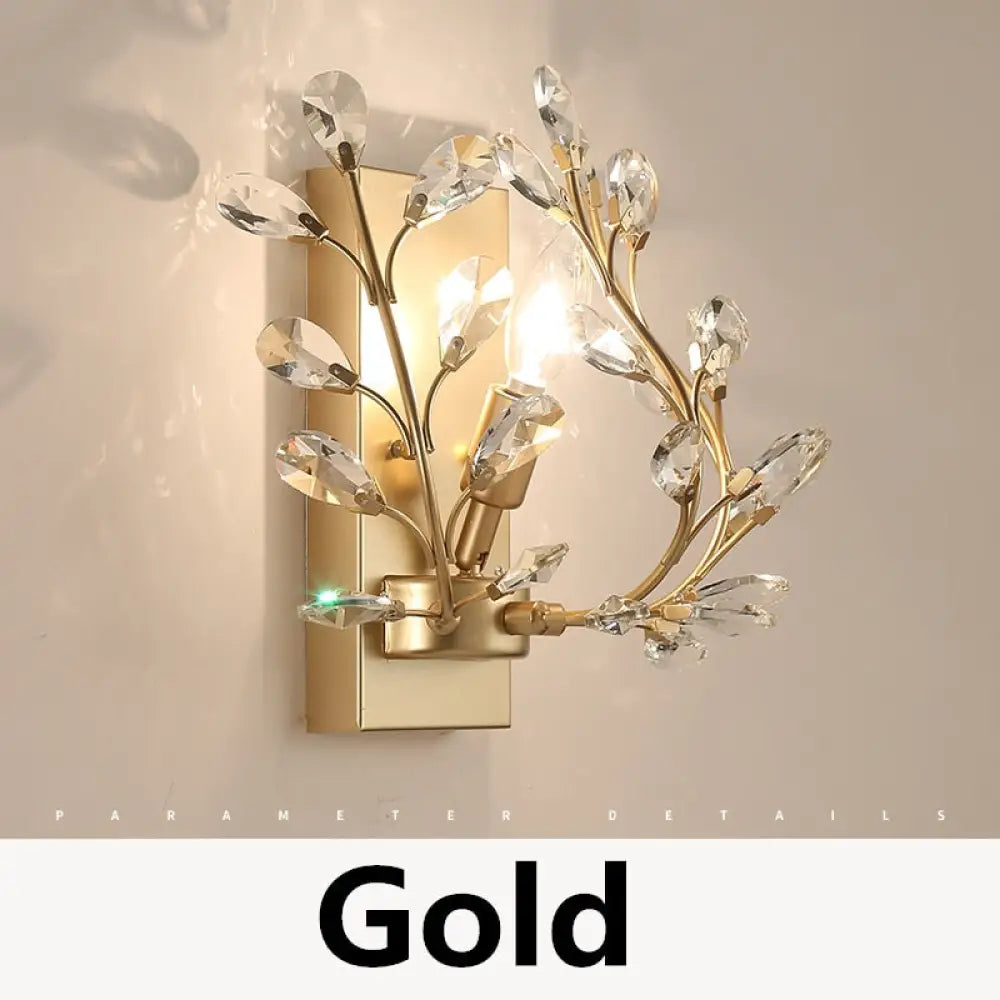 E14 Wall Sconce Crystal Light Simple And Creative Bedroom Bedside Lamp Lights Gold/Sliver For Home