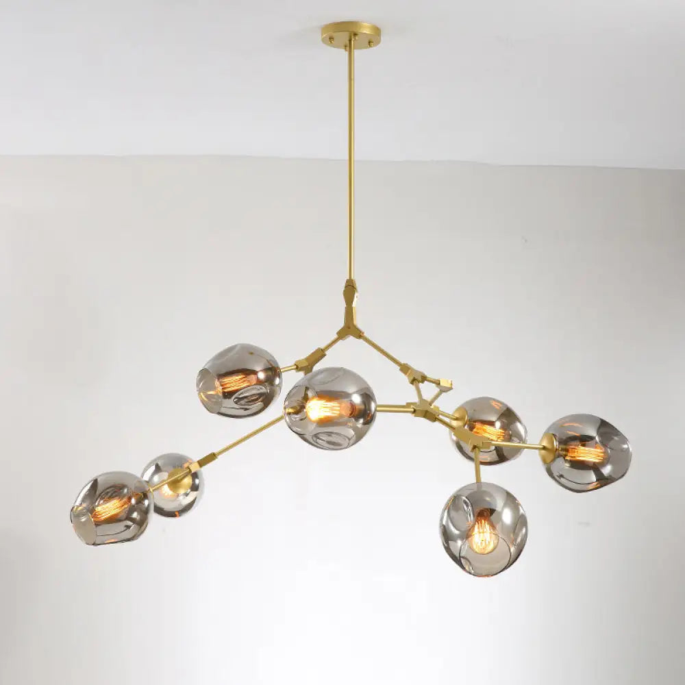 Elegant Glass Molecular Pendant Chandelier For Living Room Decor 7 / Gold Smoke Grey Lighting