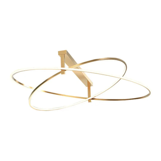 Elegant Living Room Glow: Gold Minimalist Oval Led Ceiling Light With 2 Metal Heads / 35.5’ Warm