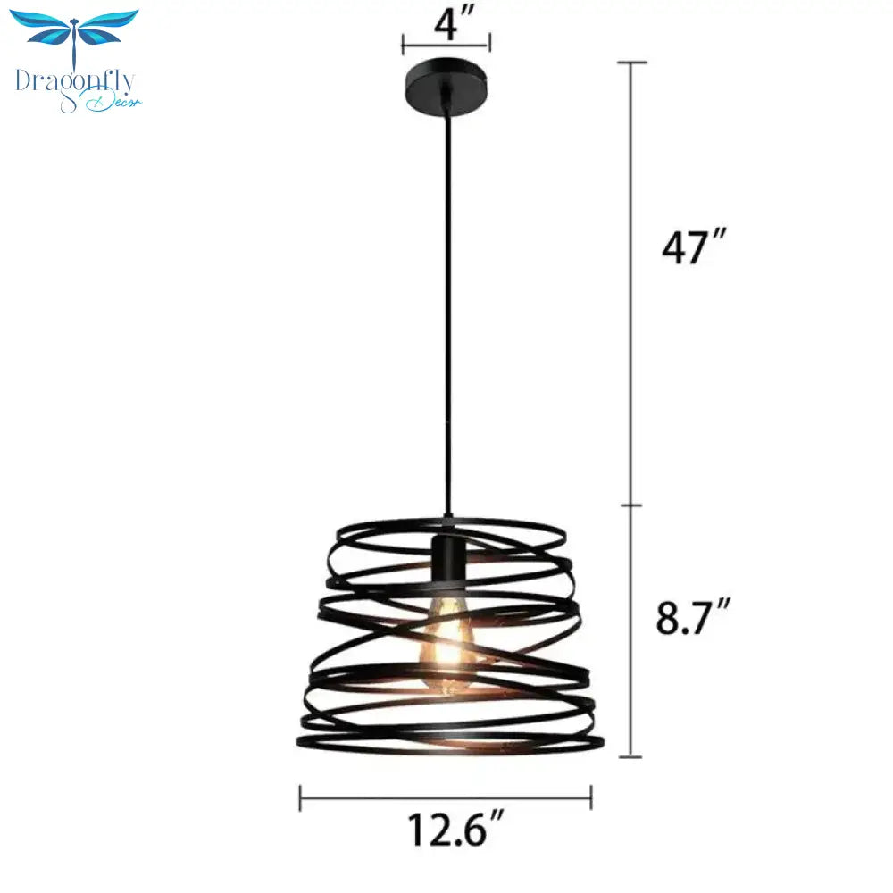Elvio - Iron Spiral Spring Suspension Pendant Light Black / White For Kitchen Island Lamp Dining
