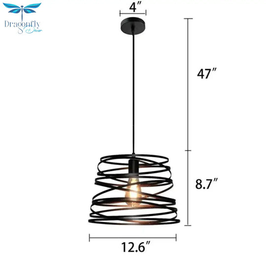 Elvio - Iron Spiral Spring Suspension Pendant Light Black / White For Kitchen Island Lamp Dining