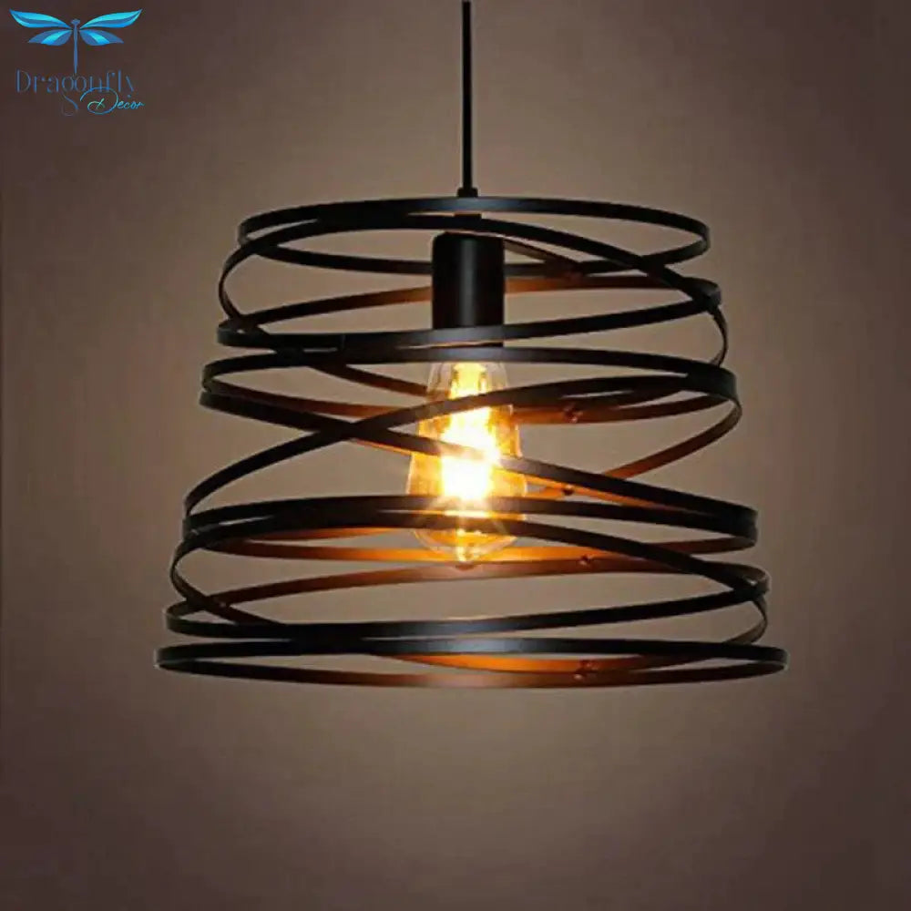 Elvio - Iron Spiral Spring Suspension Pendant Light Black / White For Kitchen Island Lamp Dining
