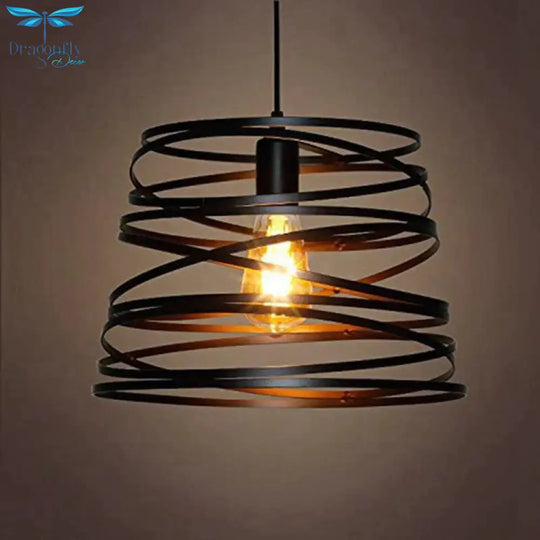 Elvio - Iron Spiral Spring Suspension Pendant Light Black / White For Kitchen Island Lamp Dining