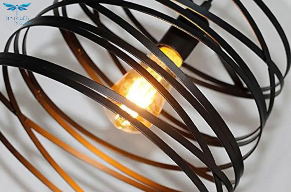 Elvio - Iron Spiral Spring Suspension Pendant Light Black / White For Kitchen Island Lamp Dining