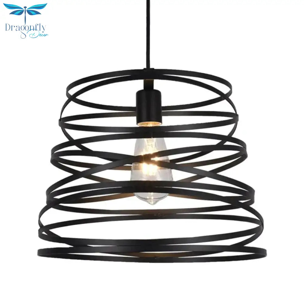 Elvio - Iron Spiral Spring Suspension Pendant Light Black / White For Kitchen Island Lamp Dining