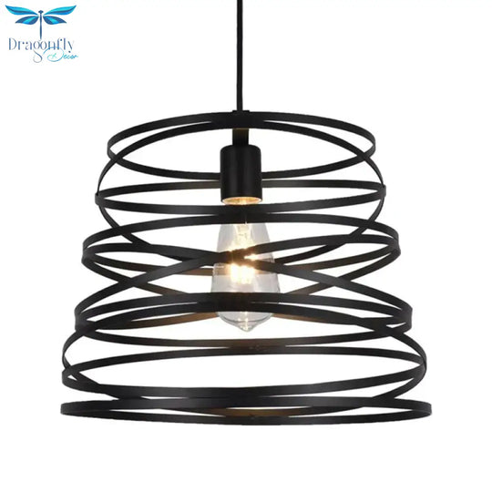 Elvio - Iron Spiral Spring Suspension Pendant Light Black / White For Kitchen Island Lamp Dining